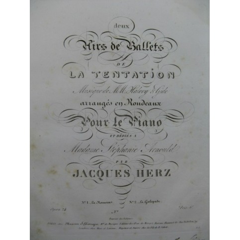 HERZ Jacques Air de Ballet La Tentation No 1 Piano ca1830