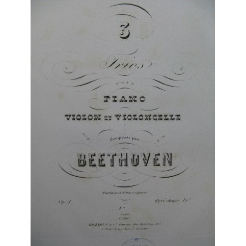 BEETHOVEN Trio op 1 No 2 Piano Violon Violoncelle ca1850