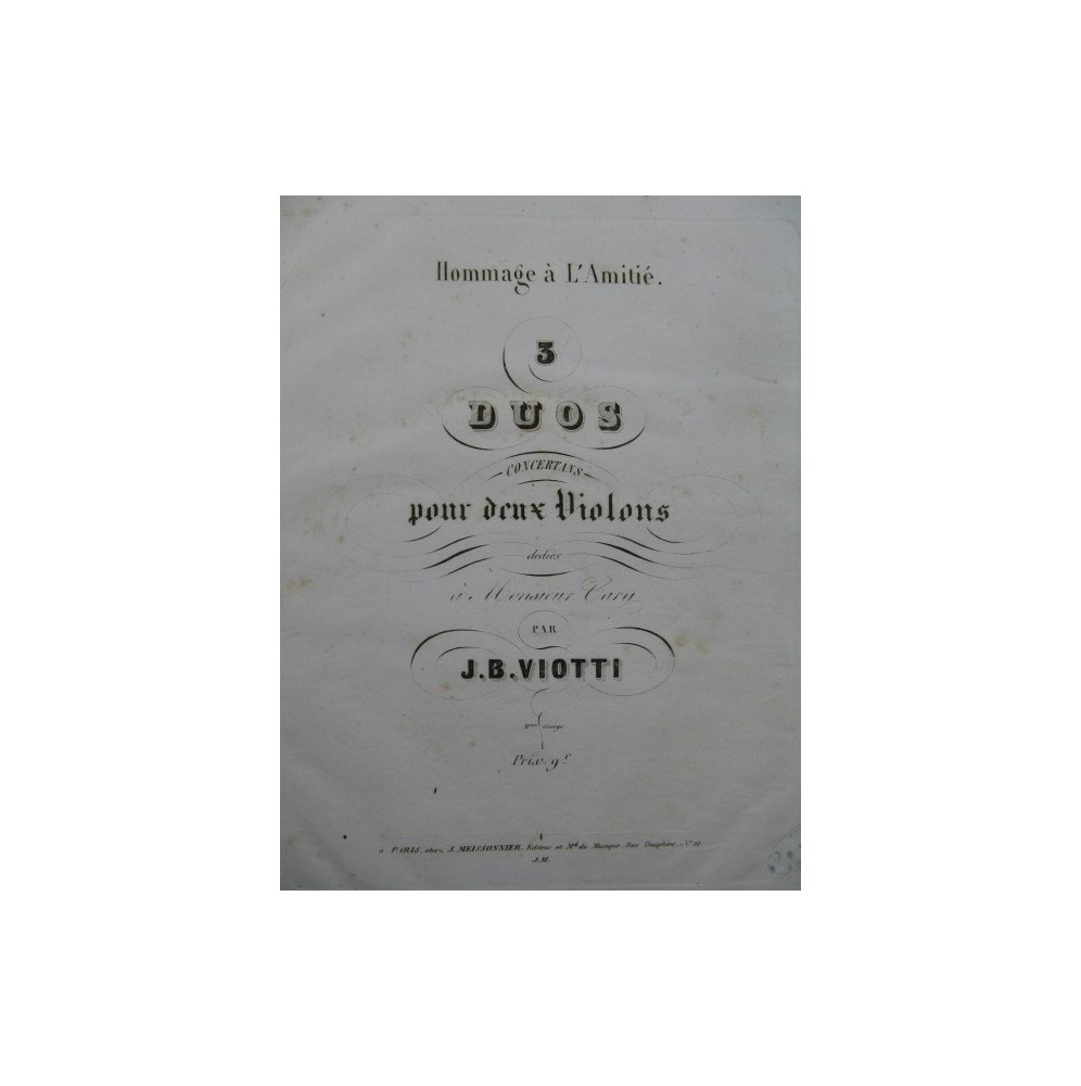 VIOTTI Giovanni Battista 3 Duos pour 2 Violons ca1840