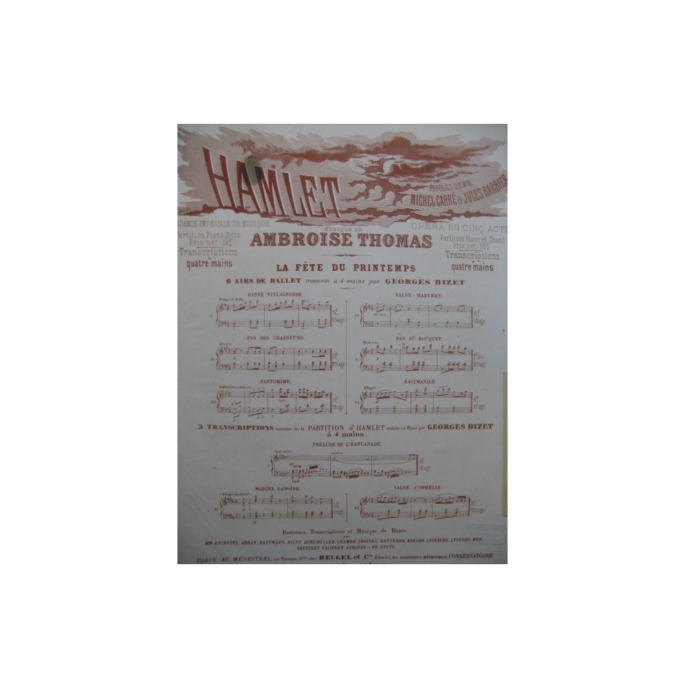 THOMAS Ambroise Hamlet La Fête du Printemps No 2 Piano 4 mains ca1880