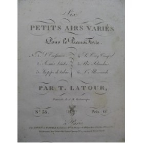 LATOUR Théodore Six Petits Airs Piano ca1820