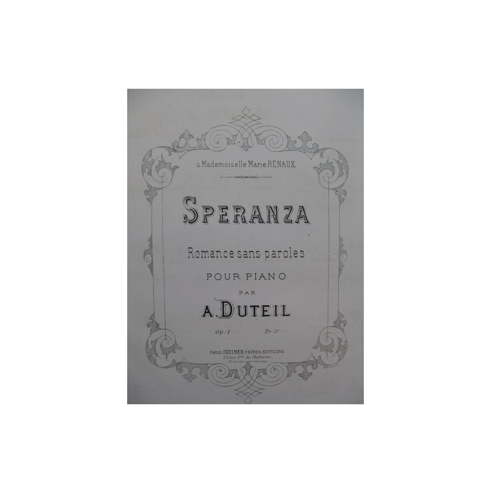 DUTEIL A. Speranza Piano ca1880