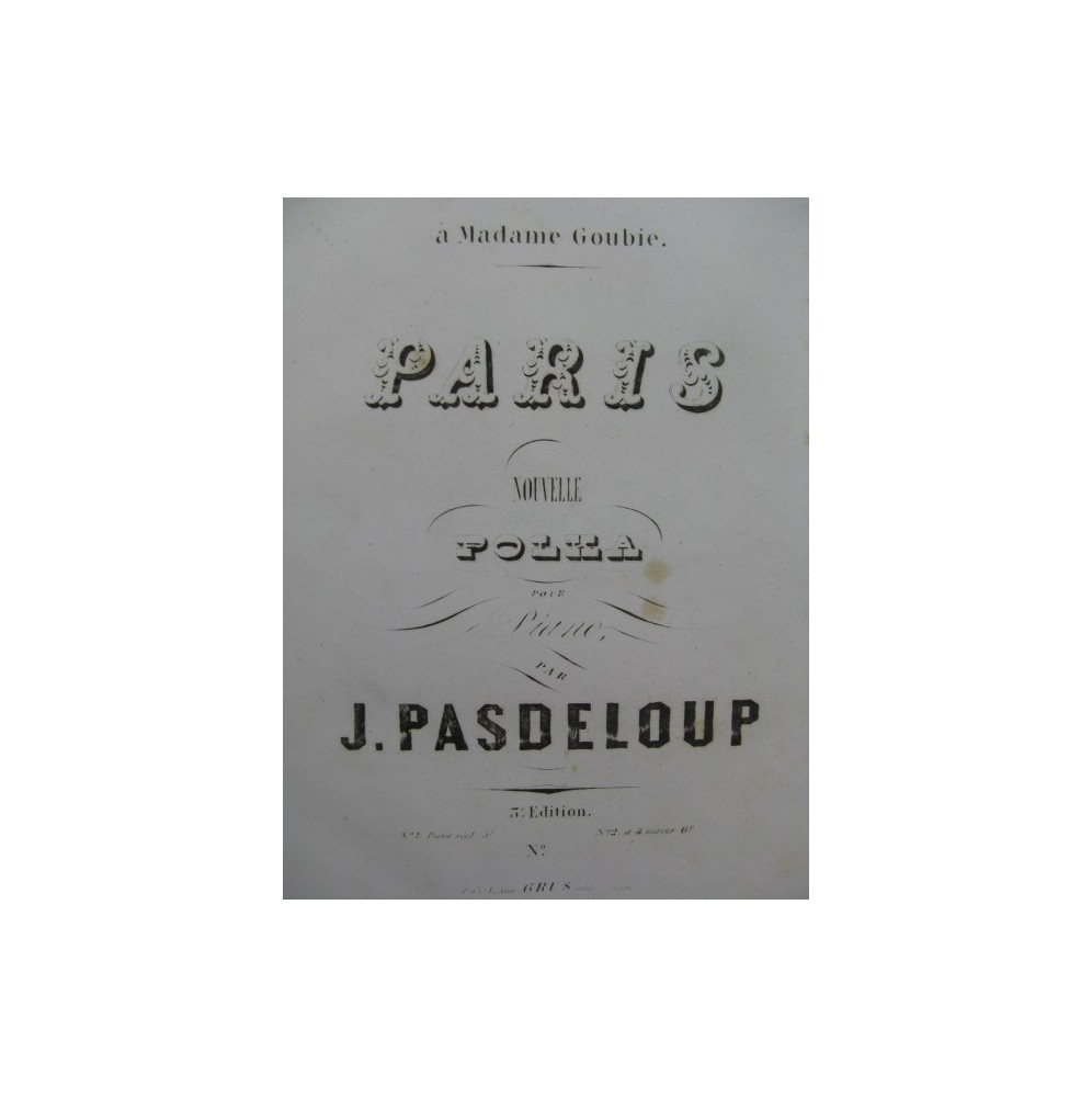 PASDELOUP J. Paris Piano ca1847