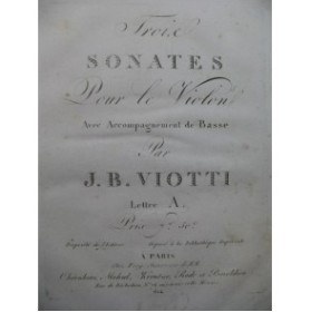 VIOTTI J. B. Trois Sonates A Violon Basse ca1810