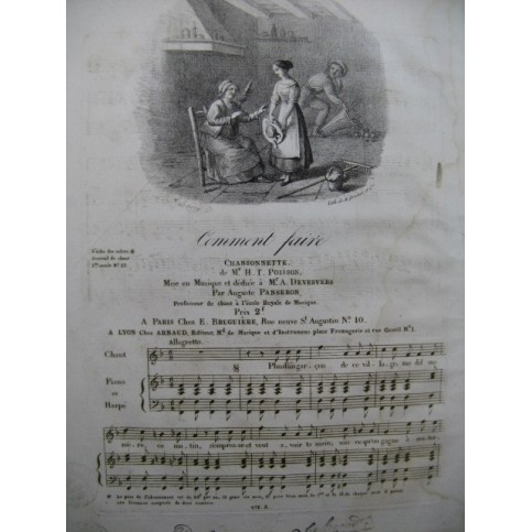 PANSERON Auguste Comment Faire Chant Piano ou Harpe ca1820