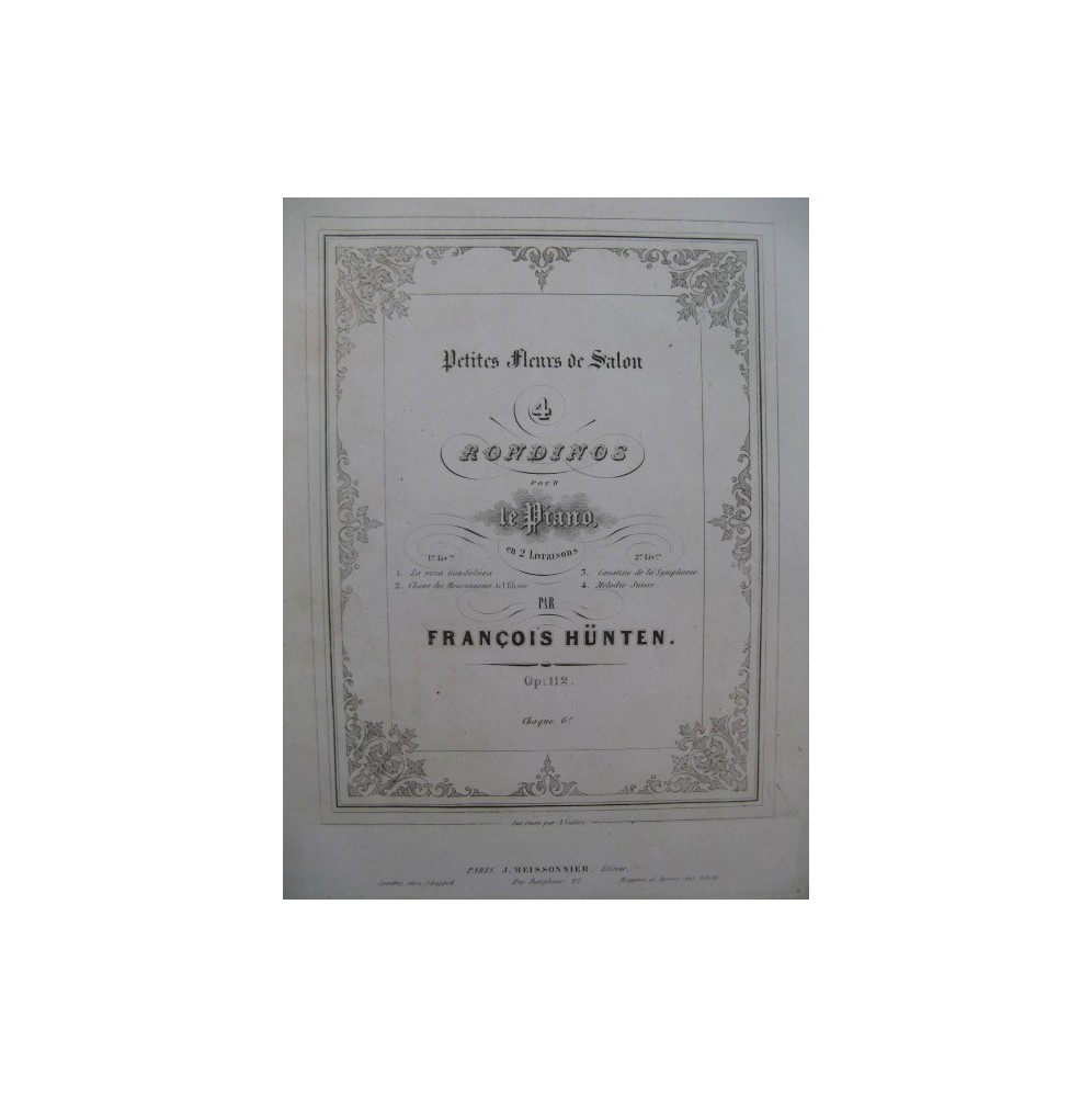 HÜNTEN François Petites Fleurs de Salon 1ère Liv. Piano ca1840