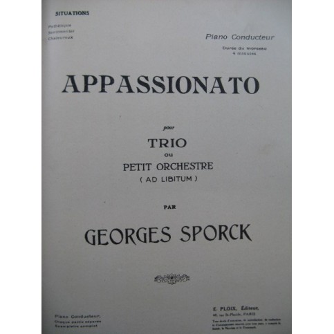 SPORCK Georges Appassionato Orchestre 1927
