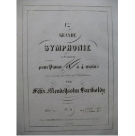 MENDELSSOHN Grande Symphonie No 1 Piano 4 mains ca1850