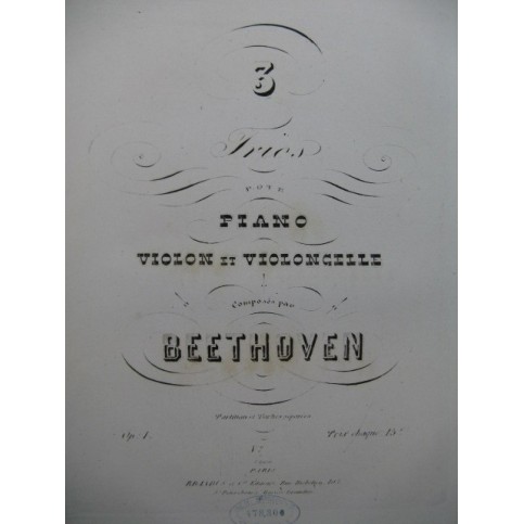 BEETHOVEN Trio No 1 op 1 Piano Violon Violoncelle ca1840