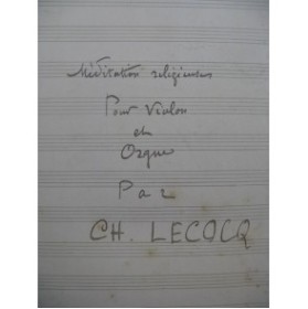 LECOCQ Charles Méditation Religieuse Manuscrit Orgue Violon