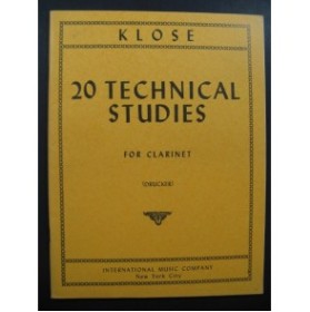 KLOSÉ H. 20 Technical Studies for Clarinet Clarinette