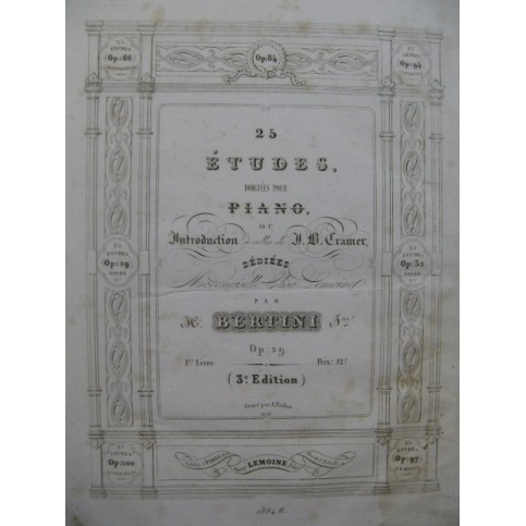 BERTINI Henri 25 Etudes op 29 Piano ca1840