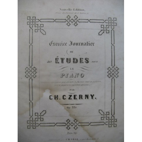 CZERNY Charles Exercice Journalier 40 Etudes Piano XIXe