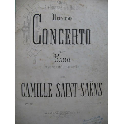 SAINT-SAËNS Camille 2e Concerto 2 Pianos 4 mains XIXe