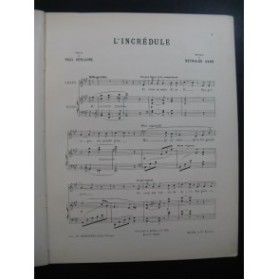 HAHN Reynaldo L'Incrédule Chant Piano ca1894