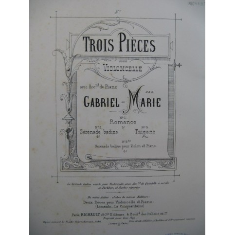 GABRIEL Marie Sérénade Badine Piano Violon 1886