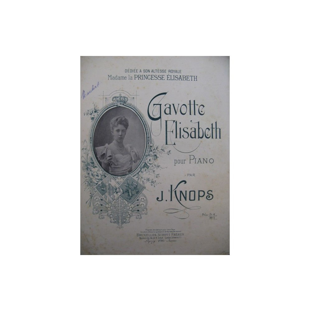 KNOPS J. Gavotte Elisabeth Piano ca 1900