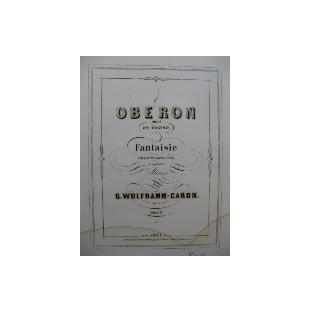 WOLFRAMM-CARON G. Obéron Piano XIXe siècle