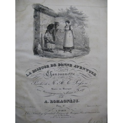 ROMAGNESI Antoine La Diseuse de Bonne Aventure Chant Piano ou Harpe ca1830