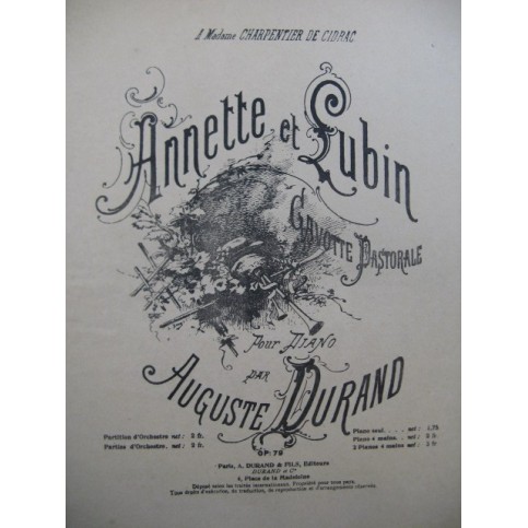 DURAND Auguste Annette et Lubin Piano