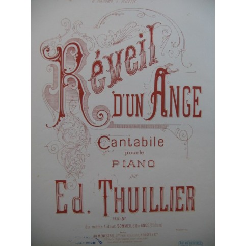 THUILLIER Ed. Réveil d'un Ange Piano XIXe siècle