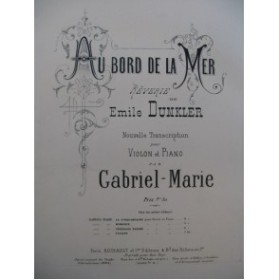 DUNKLER Emile Au bord de la Mer Rêverie Violon Piano 1889