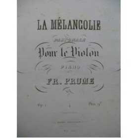 PRUME François La Mélancolie Pastorale Violon Piano ca1840