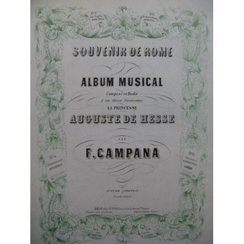 CAMPANA F. Souvenir de Rome No 1 Veglia Chant Piano XIXe
