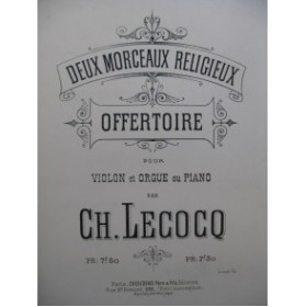 LECOCQ Charles Offertoire Violon Piano ou Orgue ca1885