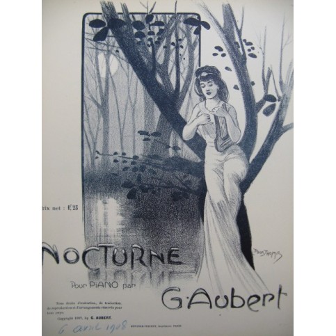 AUBERT Gaston Nocturne L. Pousthomis Piano 1909