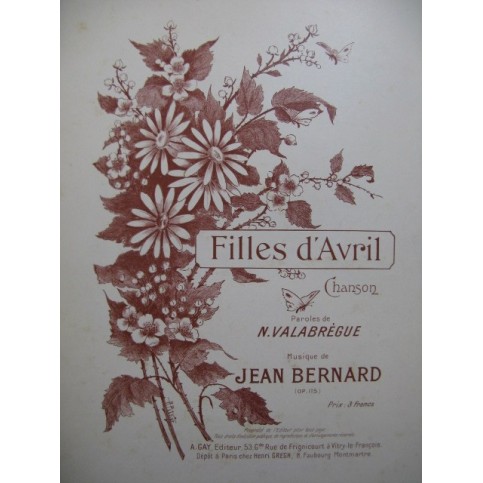 BERNARD Jean Filles d'Avril Chant Piano
