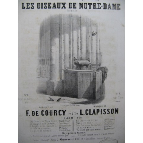 CLAPISSON Louis Les Oiseaux de Notre-Dame Chant Piano 1852