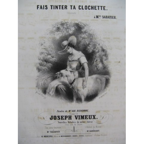 VIMEUX Joseph Fais Tinter ta Clochette Chant Piano ca1840