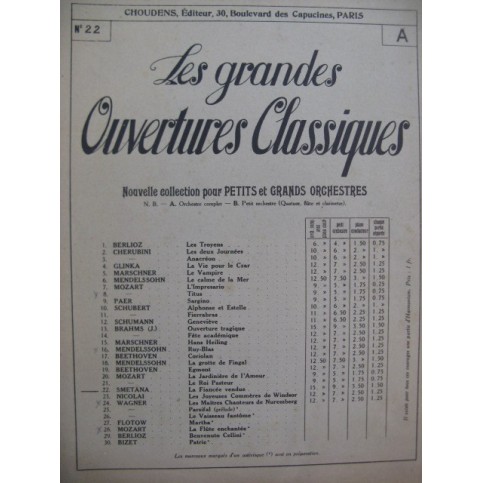 SMETANA Fr. La Fiancée Vendue Opéra Ouverture Orchestre 1929
