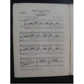 LEHAR Franz Heckenröslein Lied Chant Piano 1910
