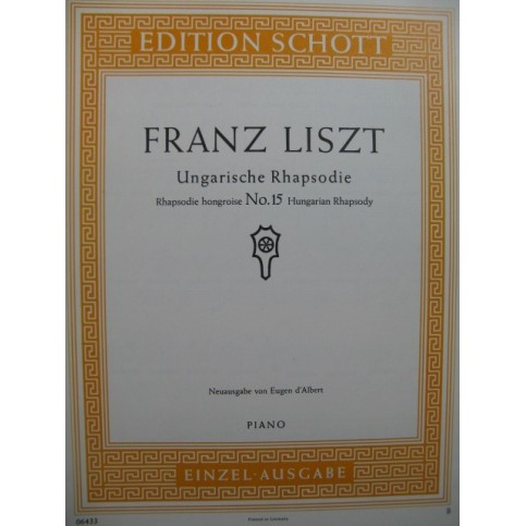 Liszt Franz Ungarische Rhapsodie No 15 Piano