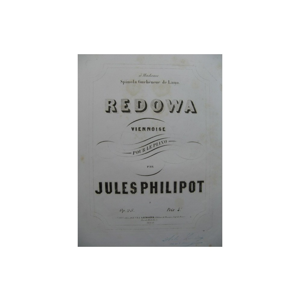 PHILIPOT Jules Redowa Viennoise Piano XIXe siècle