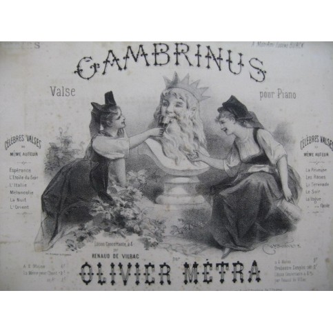 METRA Olivier Gambrinus Valse Piano 4 mains 1876