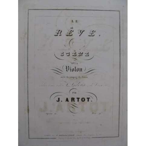 ARTOT J. Le Rêve Scène Violon Piano ca1840