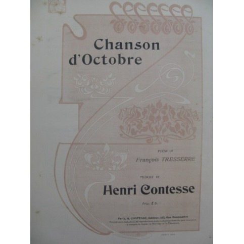 CONTESSE Henri Chanson d'Octobre Chant Piano