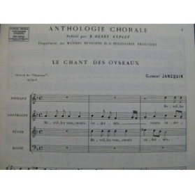 JANEQUIN Clément Le Chant des Oyseaux Renaissance Chant 1978