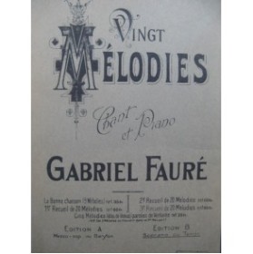 FAURÉ Gabriel 20 Mélodies vol 3 Chant Piano 1943