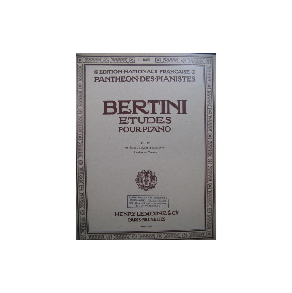 BERTINI Henri Etudes op 29 Piano 1961