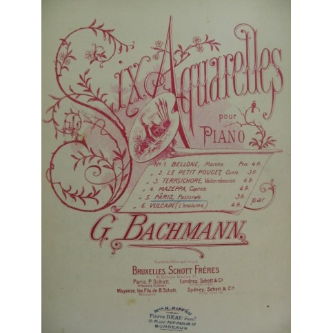 BACHMANN Georges Six Aquarelles Pâris Piano