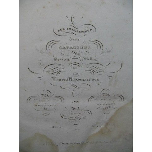 MESSEMAECKERS Louis Cavatine de Torquato Tasso Piano 1834