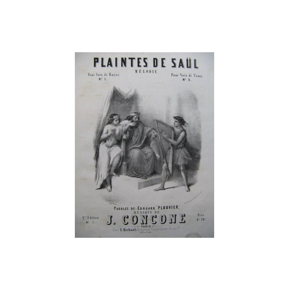CONCONE Joseph Plaintes de Saül Chant Piano XIXe