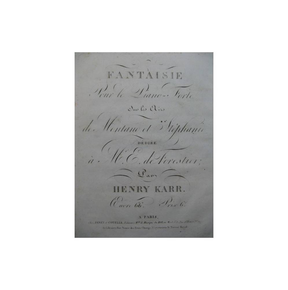 KARR Henry Fantaisie Piano ca1820