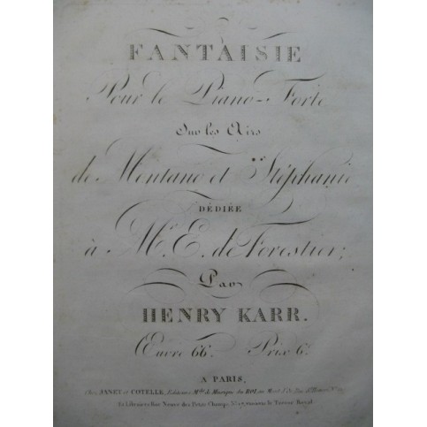 KARR Henry Fantaisie Piano ca1820