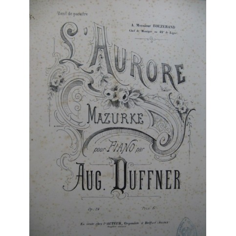 DUFFNER Auguste L'Aurore Piano XIXe siècle