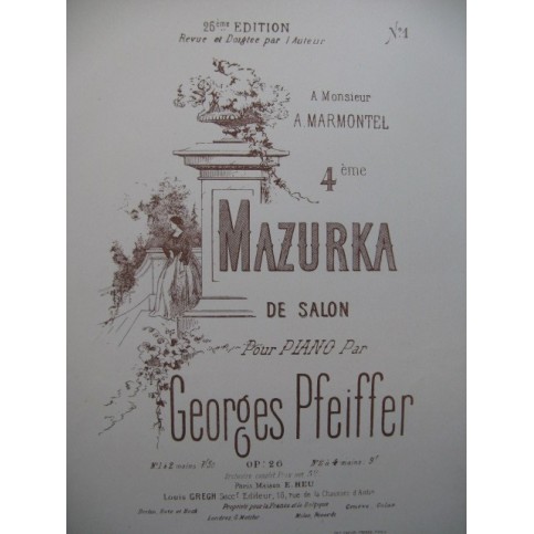 PFEIFFER Georges Mazurka Piano XIXe siècle